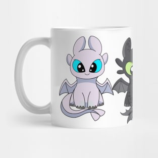 Baby dragon toothless & light furry, Httyd fanart, cartoon dragon furies, night fury Mug